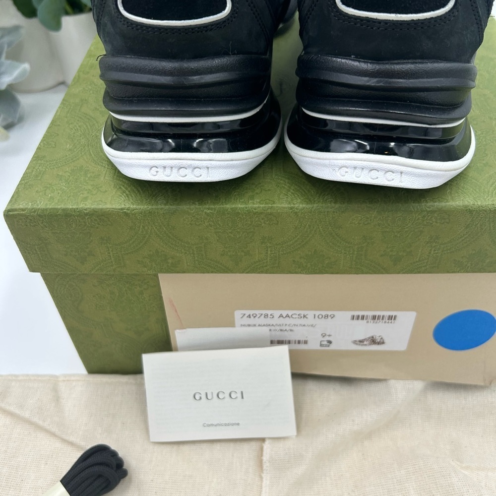 Mens Gucci GG run sneakers black suede size 9.5 made in Italy - Picture 8 of 11